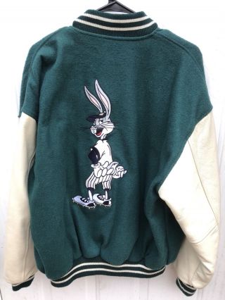 Vintage Fastball Bugs Bunny Warner Bros Baseball Letterman Wool Leather Jacket