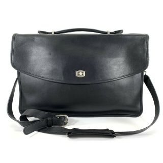 Vtg Coach Lexington 5265 Black Leather Crossbody Business Briefcase Attache Bag