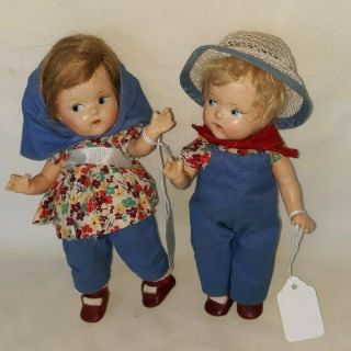 Vintage Composition Vogue Toddles Dolls Farmer & Farmette A/o Ginny $94.  99