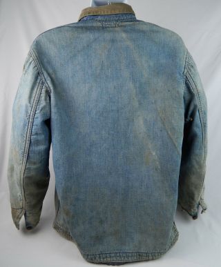 Vintage Penney ' s Big Mac Destroyed denim jacket Chore / Barn Size 40 Large faded 3