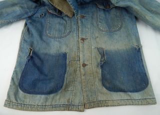 Vintage Penney ' s Big Mac Destroyed denim jacket Chore / Barn Size 40 Large faded 5