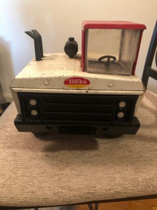 Vintage Mighty Tonka Red And White Truck Without Carrier.