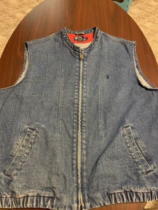 Vtg Polo Ralph Lauren Full Zip Denim Cotton Mens Jacket Vest Extra Large Xl