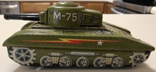 Rare Vintage Daiya Tin Toy M - 75 U.  S.  Army Tank,  Military Sparking Friction Toy.