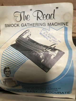 Vintage Read Smock Gathering Machine 16 Row Pleater w/ Box Paperwork 3
