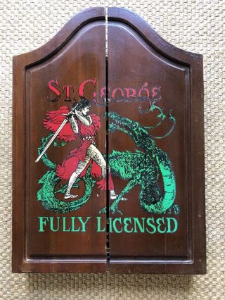 Vintage St George And Dragon Pub Dart Board Cabinet.