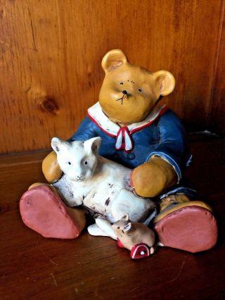 Vintage Big Paddington Bear & His Cat & Mouse Toy Figurine Rare Find ▬ 5/5 ❤️m17