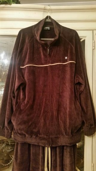 Vintage Southpole Men ' s Brown Velour Track Suit Warm Up Hip Hop Jogging Suit XL 2