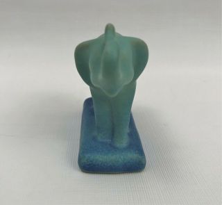 Vtg 1940s Van Briggle Art Pottery Elephant Paperweight Figurine Matte Ming Blue