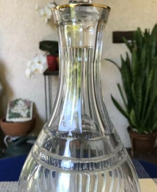 Vtg Marquis By Waterford Crystal Hanover Decanter w Stopper Gold Rin 12.  25in T 4