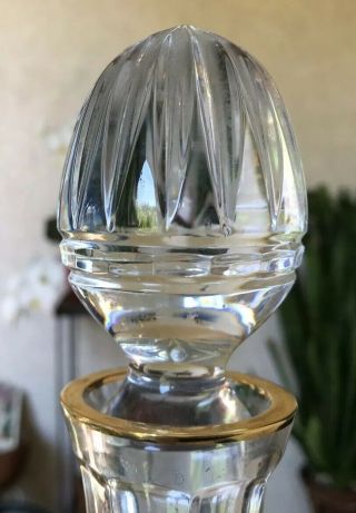Vtg Marquis By Waterford Crystal Hanover Decanter w Stopper Gold Rin 12.  25in T 6