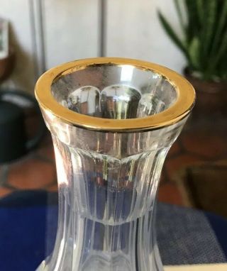Vtg Marquis By Waterford Crystal Hanover Decanter w Stopper Gold Rin 12.  25in T 8