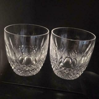 Two 2 Vintage Waterford Crystal Old Fashioned Rocks Glasses Colleen Pattern