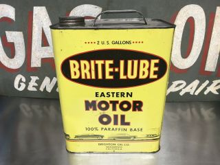 Brite - Lube 2 Gallon Motor Oil Can Two Gallon Vintage Rare