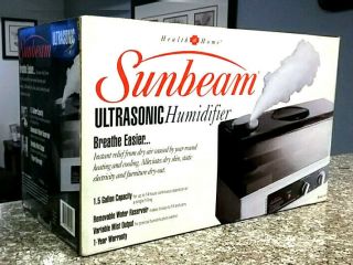 Vintage Ultrasonic Humidifier Sunbeam Model 694 1.  5 Gallon White -