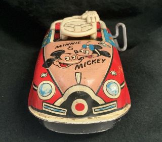 Vintage Marx Disney Mickey Mouse Wind - Up Tin Car