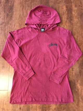 Vintage 90’s Stussy Shirt Hoodie Made In USA Size Large 2