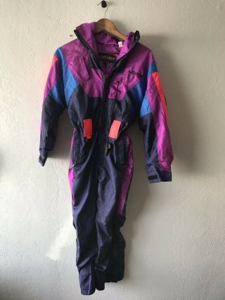Vtg 80s 90s Neon Nevica Survival Ski Suit Double Sided