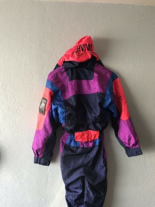 VTG 80s 90s Neon NEVICA Survival Ski Suit Double Sided 5