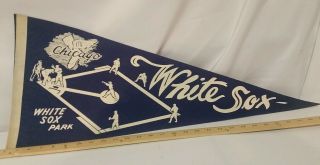 Vtg Chicago White Sox Park Vintage 50s/60s Full Size Felt Pennant 29 " Long Rare