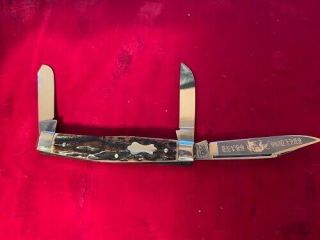 Bulldog Brand Hammer Forged Solingen Germany Stag Stockman Knife Vntg