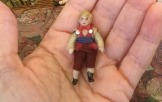 Antique German Doll Miniature Tiny Jointed Hertwig 1920’s Tiny Carl Horn 1 3/4”