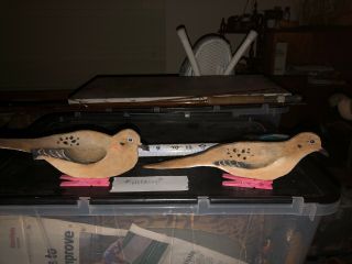 Wooden Dove Bird Carving Duck Decoy Interest Signed Dv