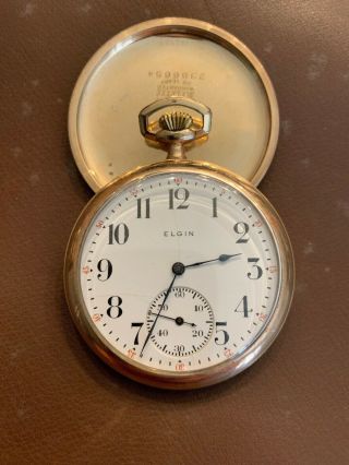 Elgin Antique Open Face Gold Filled Pocket Watch 7 Jewels
