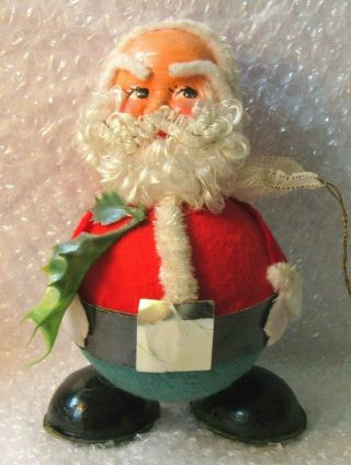 Vintage 6.  5 " Santa Claus Candy Container W/ Flannel Suit Japan Cardboard