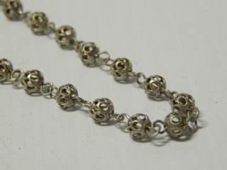 Vintage Antique Mexican Sterling Silver Hand Made Beads Necklace - Fine,  Delicate