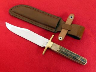 A Worth & Sons Sheffield England 1873 - 1953 Vintage 10.  5 " Stag Bowie Knife