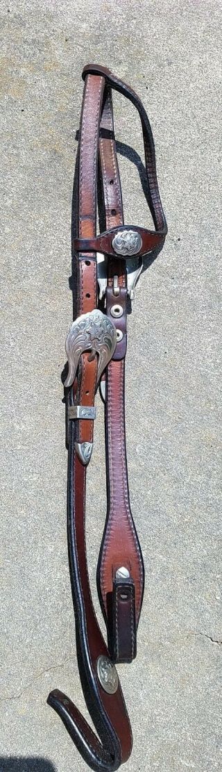 Vintage Circle Y Silver Show Headstall Horse Bridle