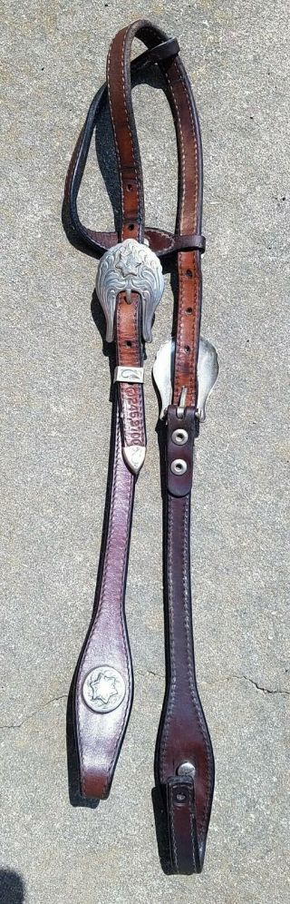 VINTAGE Circle Y Silver Show Headstall Horse Bridle 2