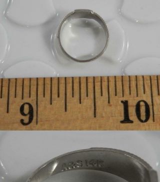 Antique 14 Karat White Gold Greek Key Initial Baby Infant Ring A&S 14K J1702 3