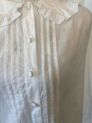 Vintage Laura Ashley Edwardian White Pintuck Ruffled Button Down Blouse Size 10
