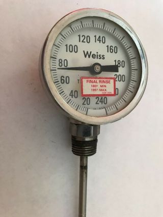 Vintage Weiss Thermometer 0 - 240 Degrees Fahrenheit Steampunk G4
