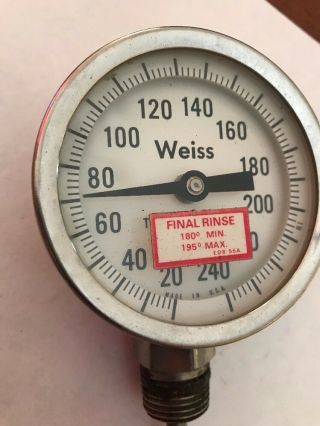 Vintage Weiss Thermometer 0 - 240 Degrees Fahrenheit Steampunk G4 3