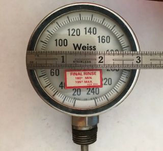Vintage Weiss Thermometer 0 - 240 Degrees Fahrenheit Steampunk G4 6