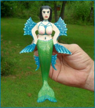 Ice Fishing Decoy Mermaid " Miss Kitty " Hand Carved By Phillip A.  Cates