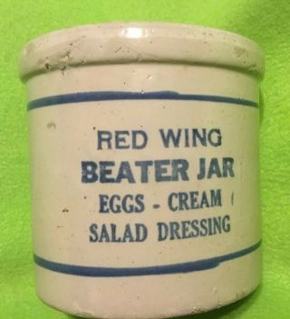 Vintage Crock Red Wing Beater Jar Eggs - Cream Salad Dressing