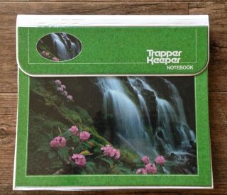 Vintage 80s Mead Trapper Keeper 3 Ring Binder W 3 Folders Red Green Waterfall
