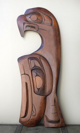 Vintage Northwest Coast Native American Eagle & Raven Wood Carving Glen Harper