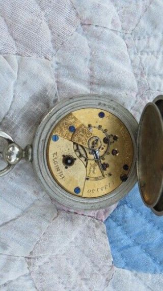 Antique Large Elgin Natl Watch Co Pocket Silver Ore 3 Fahys Case 4