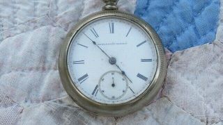 Antique Large Elgin Natl Watch Co Pocket Silver Ore 3 Fahys Case 5