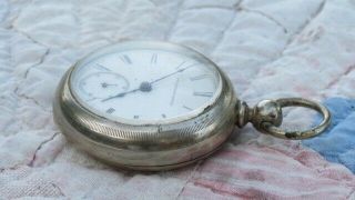 Antique Large Elgin Natl Watch Co Pocket Silver Ore 3 Fahys Case 6