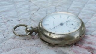 Antique Large Elgin Natl Watch Co Pocket Silver Ore 3 Fahys Case 7