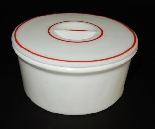 Vintage Depression Era Kitchen Glass Fairmont ' s Patty Roll Butter Red on White C 4