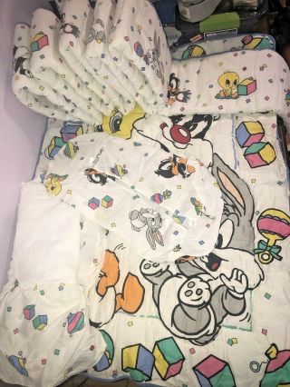 Vintage Warner Bros.  Baby Looney Tunes Crib 4 Piece Comforter Bed Set 1993