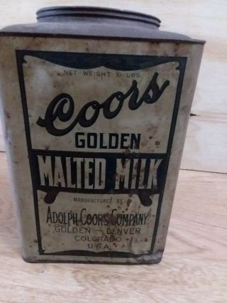Vintage Coors Brewing Company 10 Pound Malted Milk Can 1930 