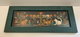 Vintage Pennsylvania Scherenschnitte Paper Cut Of A Group Of Cats Painting